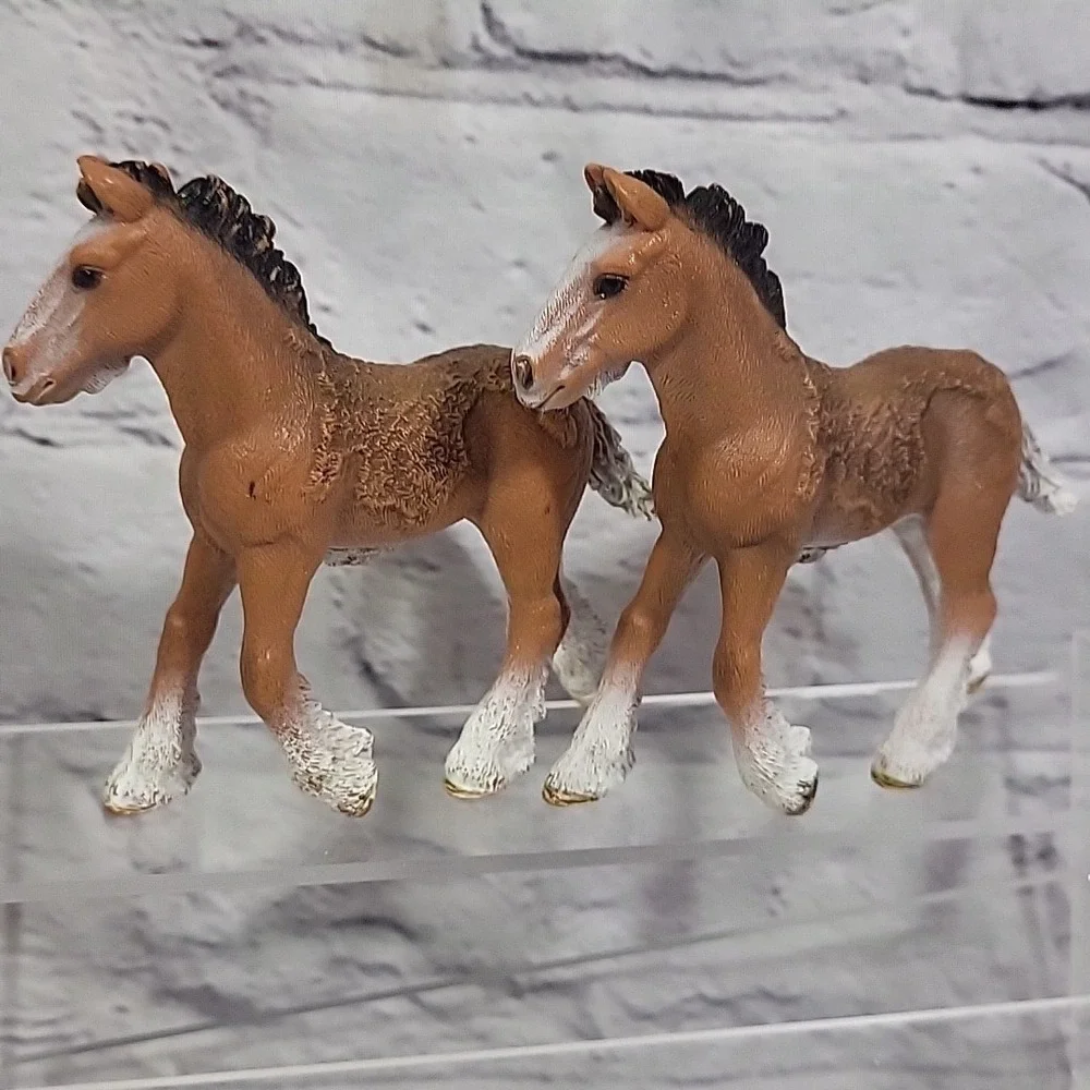 Schleich‎ Clydesdale Horses Figures Lot Realistic Gelding W/ Twin Foal Colts